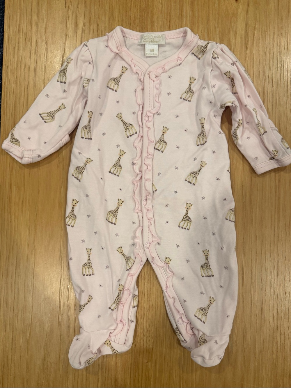 Kissy kissy Pink Sophie La Girafe Giraffe Print Footed One-Piece Sleeper Pajamas